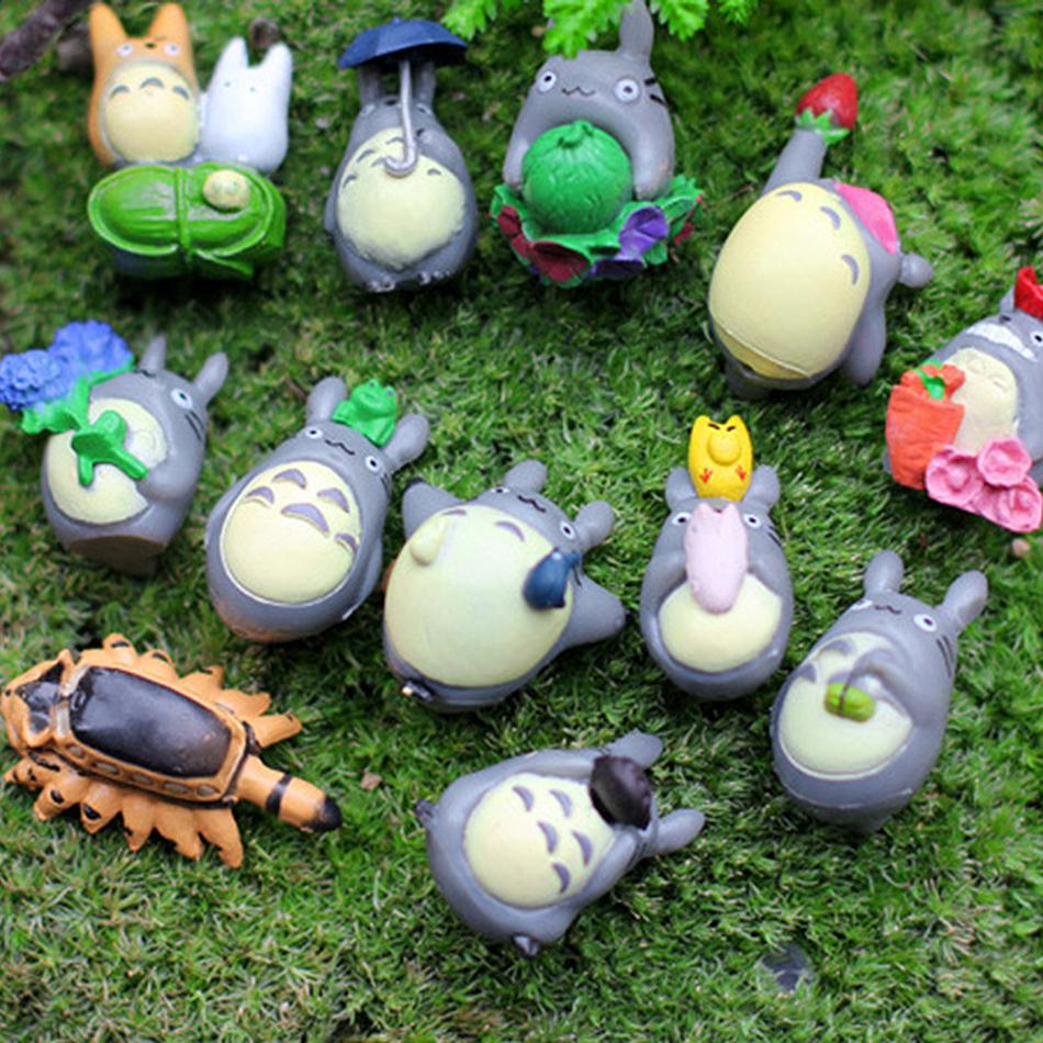 Anime My Neighbor Totoro Figure Cartoon Pvc Mini Garden Series Statue Cute Action Model Toy Room Fish Tank Ornaments Kids Gifts