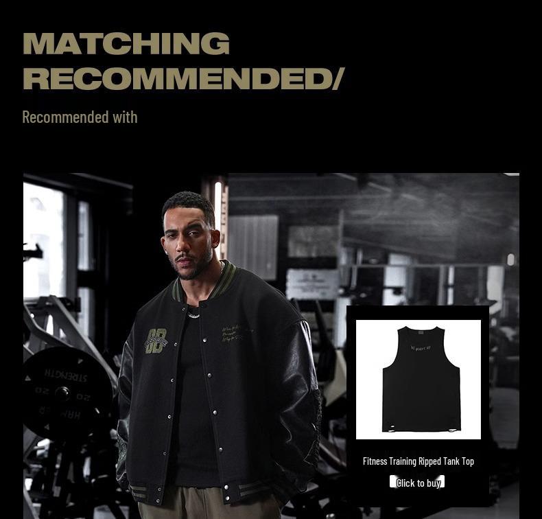 Men's Retro American Letter Embroidery Baseball Jacket - Casual Loose Fit for Spring and Autumn