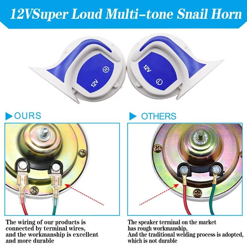 115DB Car Horn Speaker Digital Electric Siren Loud Air Snail Horns 18 Sounds Security Alarm Motorcycles Truck Loud Horn 12V
