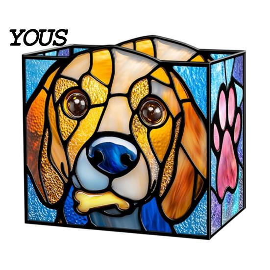 Multi Purpose Desktop Organizer Stained Glass Style Pen Holder, Unique Acrylic Organizer, 3D Exquisite Art Ornament Embossed Relief Pattern