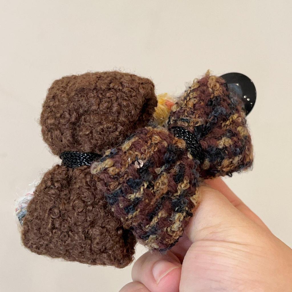 Retro Bow Hair Clip: Versatile Flocking Duckbill for Autumn/Winter