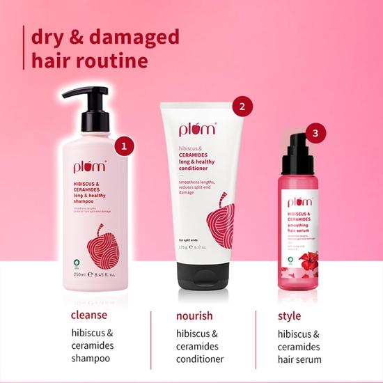 Plum Hibiscus & Ceramides Shampoo | For Silky, Smooth, Long Hair & Split End Repair | Shampoo for Women and Men | 75ml
