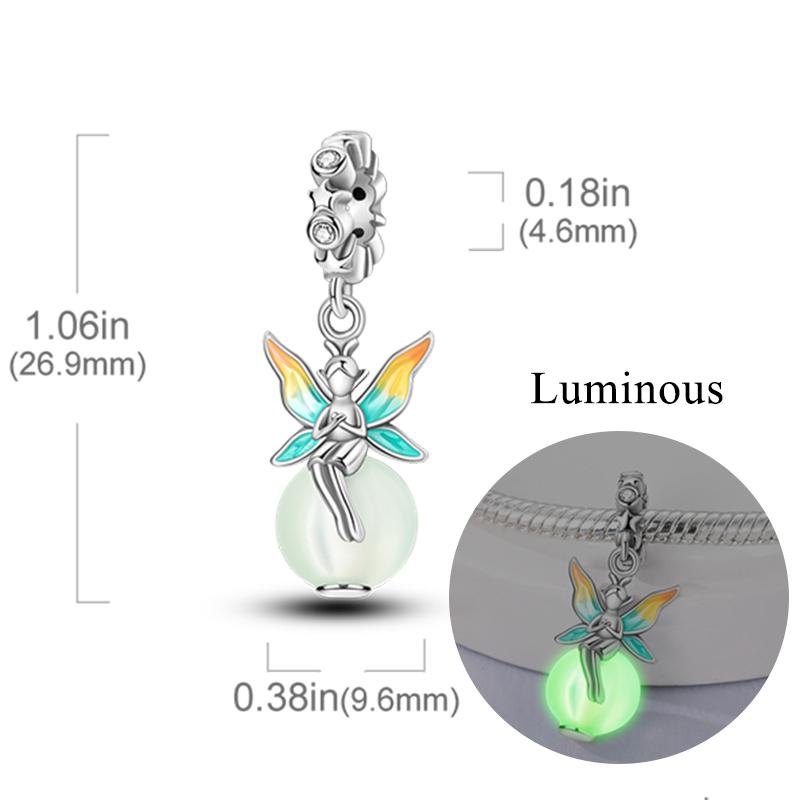 New Copper Charm Bead Charms Fireflies Stars Glowing Luminous Charm Bead Charms for Authentic Pendant Bracelets Do It Yourself Jewellery Gift