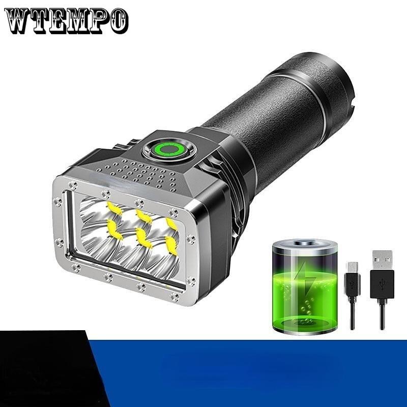 6 Bead Glare Flashlight Portable Flashlight for Outdoor Lighting with Electric Highlight Tele Focusing Four Gear Adjustment