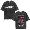 British Classic Virtual Band Gorillaz Poster Tshirt Men Women Streetwear Hip Hop Vintage Washed Cotton Top Oversized Summer Tee