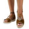 Summer new flat-bottomed thick-soled muffin women's sandals large-size hemp rope wedge heel wear fish mouth sandals