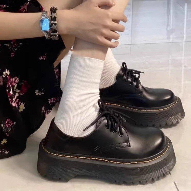 Platformy buty muffinkowe styl retro brytyjski małe skórzane buty francuskie buty jednoczęściowe nowe Mori jk