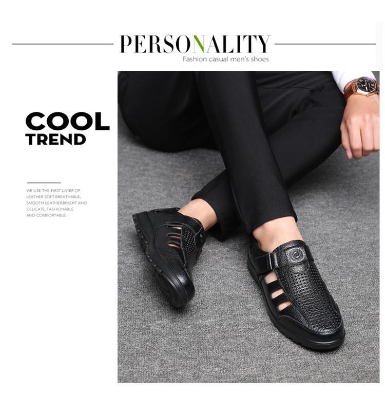 Men's Plus Size Breathable Leather Slip-on Sandals