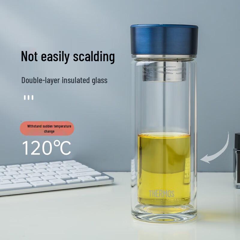 Thermos Double-Layer Insulated Borosilicate Glass Tea Water Separation Cup