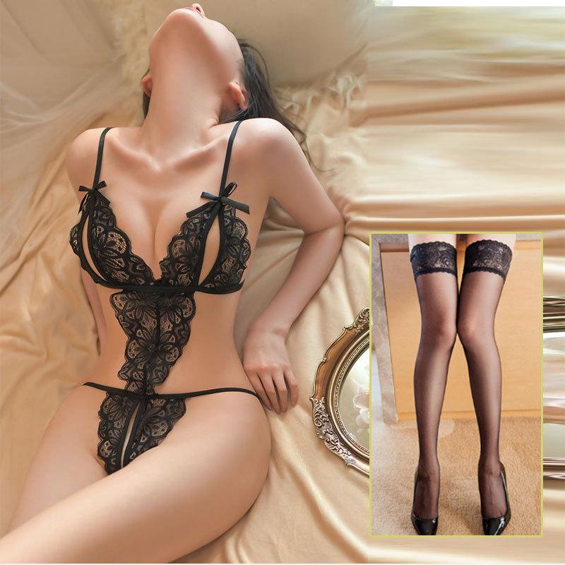 Lingerie Tentazione in Pizzo a Tre Punti Taglie Forti - Vestaglia Sexy da Notte