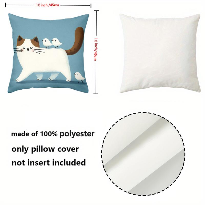 1 Pieces Cute Cat With Birds Pillow For Home Decor Polyester Pillowcase, Sofa Decorative Cushion Cov Headboard Pillow