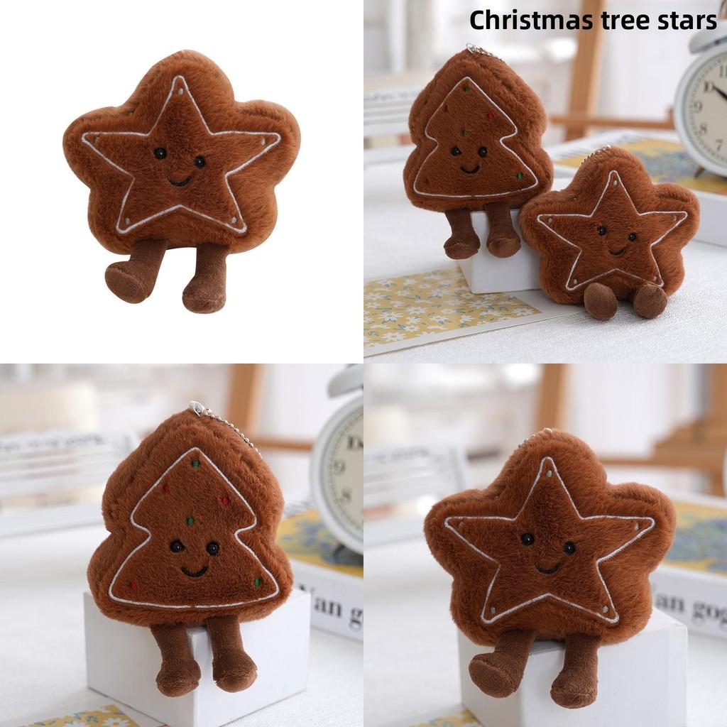 Tree Christmas Star Shapes Plush Toy Keychain Stuffed Doll Pendant Backpack
