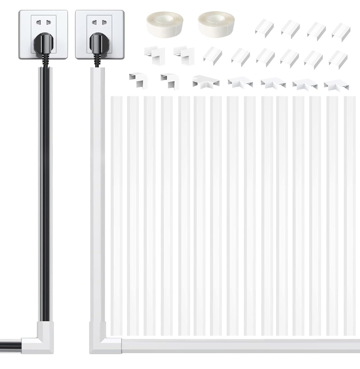 

Wire Cover, Cable Cover, Concealed Wire Cover, Cord Protector, Cable Cover, Cable Cover, Easy Installation (White, 15-Piece Set, 401.50.9cm)