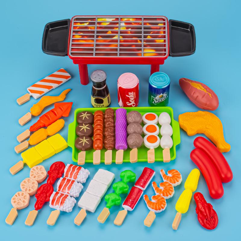 Kids' Role-Play BBQ Grill Toy Set with Skewers & Kitchen Accessories