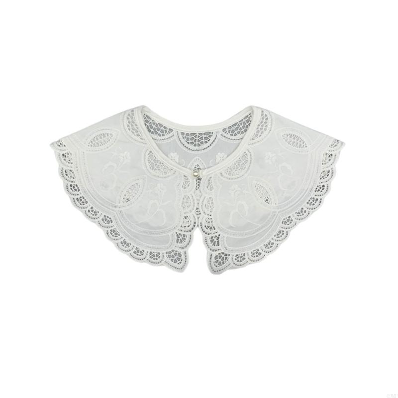 49MF False Collar Lace Hollow Out Trim Embroidery Collar Venise Lace Neckline Easy To Wear Detachable Collar Lace Women