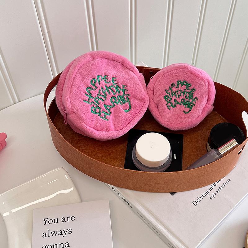 

Ins Style Minimalist Plush Storage Bag Earphone Cord Storage Bag Kawaii Spot Plush Harries Portable Purse Coin Pouch Cake Bag