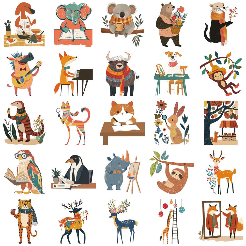 50-Set Minimalist Children's Storybook Cartoon Stickers - Fun DIY Decals