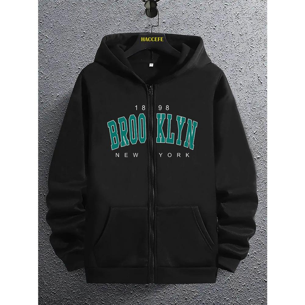 

Men s Casual Fashion Hooded Sweatshirt, New York Letter Print, Zipper Hooded Sweatshirt, Fashionable Urban Style, Fashionable Urban Style XL