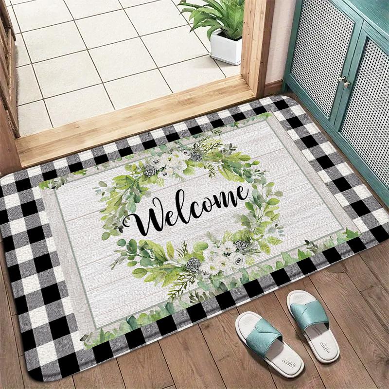Welcome Doormat Vibrant Floral Pattern Non-Slip Rug for Indoor Outdoor High Traffic Areas Perfect for Valentine'S Day Spring Mat