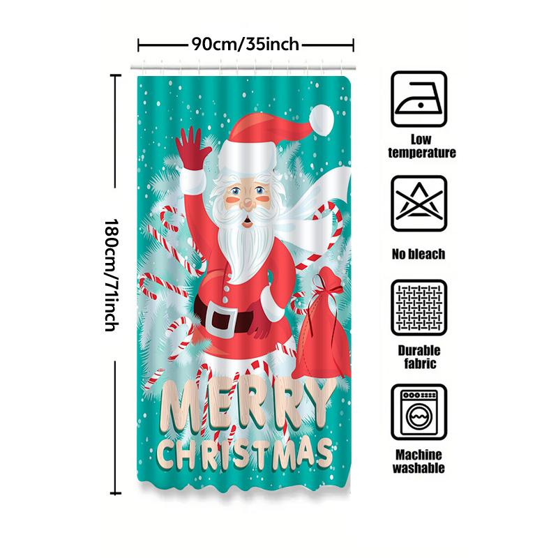 Tu Christmas Shower Curtain Merry Christmas Holiday Decor Festive Xmas Bathroom Fabric Backdrop Waterproof Holiday Decor