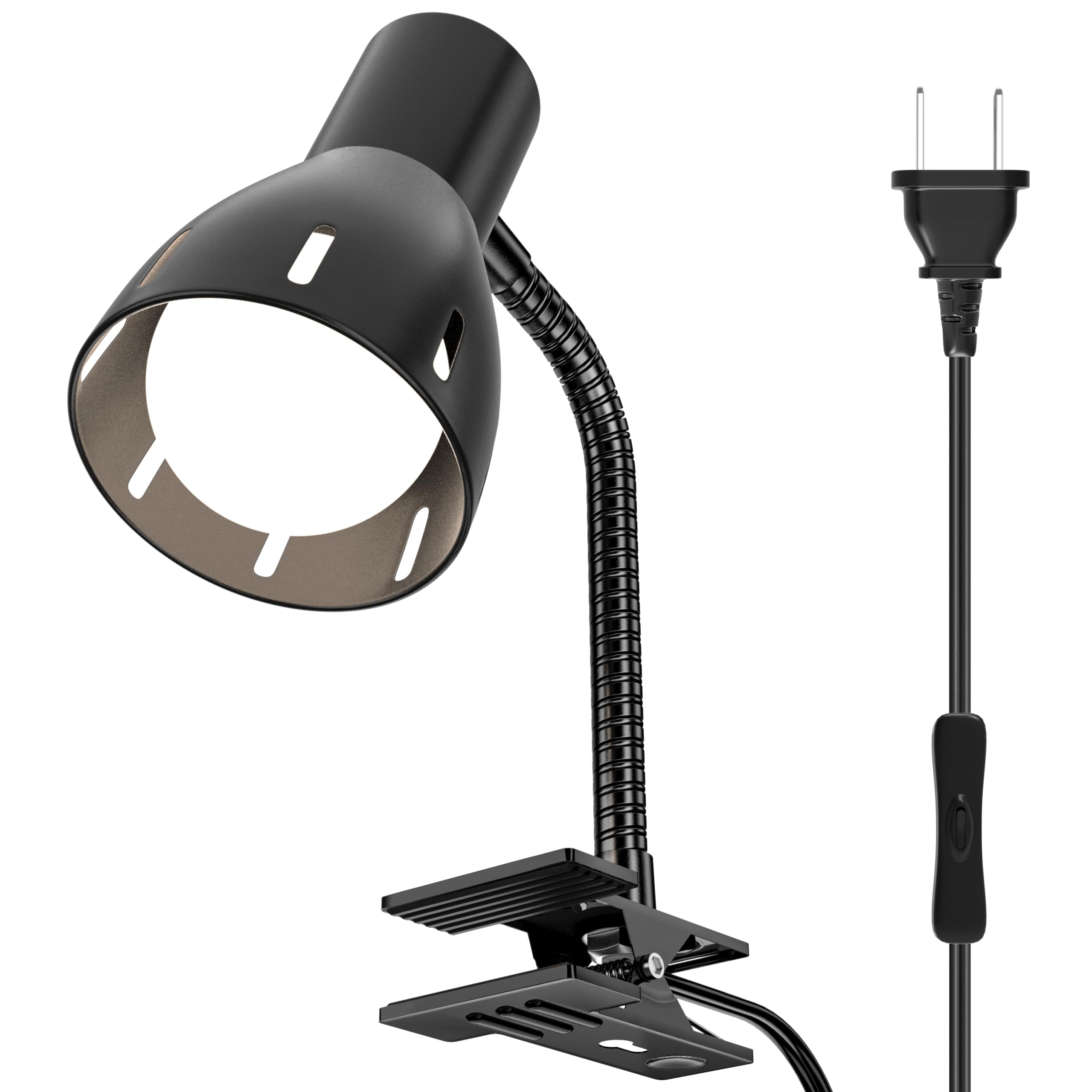 

Pispoer Clip Rotatable Table E26 Lamp with LED Bulb Color Indoor with Switch Indoor Work Reading Living Bedroom Lighting Clip Lamp Lamp, 360° Lamp,