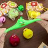 Cartoon Fruit Squeeze Toy with Bell Ball Chain Stress Relief Slow Rising Fruit Sensory Fidget Toy Keychain Pendant Party Favors