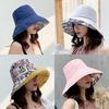 Wide Brim Cotton Summer Hat Women Packable Reversible Floral Bucket Hat UV Sun Protection Wide Brim Summer Beach Cap Double Sided Floppy Sun Hats