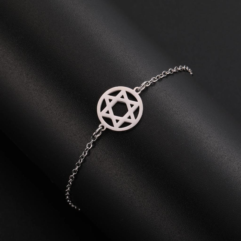 LIKGREAT Stainless Steel Star of David Symbol Bracelet for Men Women Charm Double Bracelets Jewelry Valentine's Day Gift 2025