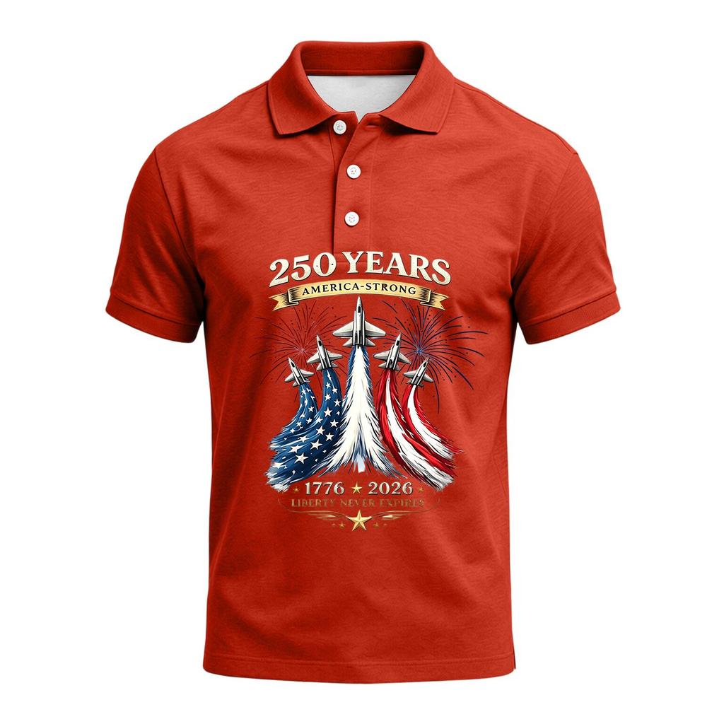 Men's 250th Anniversary Polo Shirt 1776 To 2026 Short Sleeve Casual Fit American Flag Themed Graphic Top