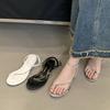 Eilyken Silver Chain Narrow Band Clip Toe Women Sandals Summer Buckle Strap Thin Low Heels Party Dress Shoes