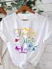 European size , Plus-size T-shirt - Women's fun printed T-shirt - Casual short-sleeved round-neck loose-fitting top