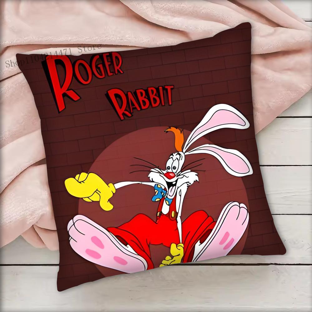 Cartoon Animation R-Roger R-Rabbit Pillow Case Square Bedroom Sofa Leisure Comfort Cushion Car Living Room Home Decoration