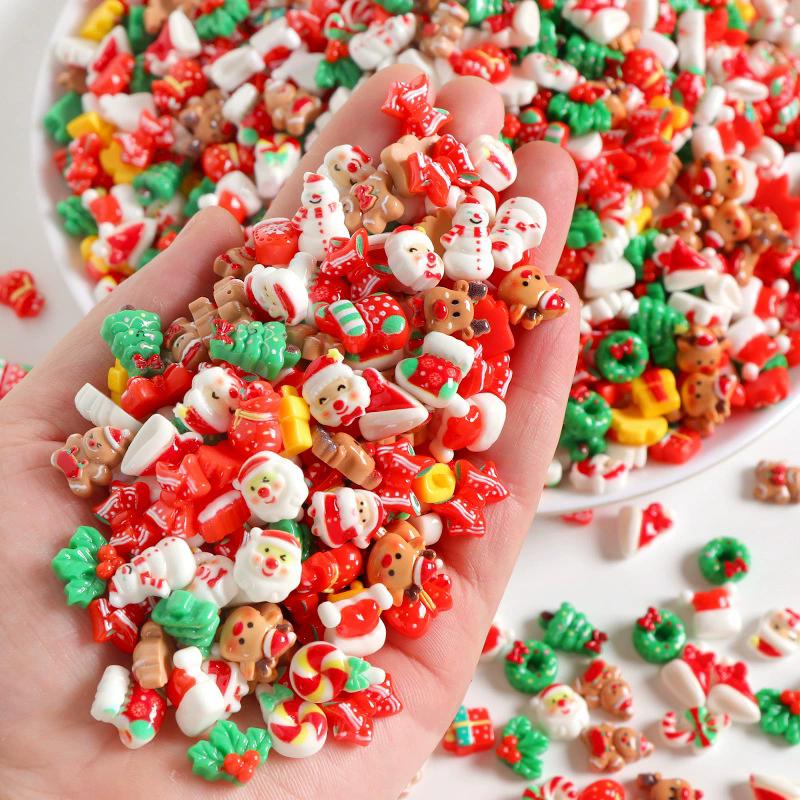WTEMPO Mini Cute Christmas Resin Accessories Suitable for DIY Crafts Hairband Accessories Scrapbooking Phone Case Making Accessories Party Gifts