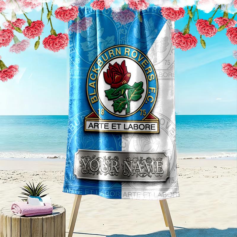 Name Custom Blackburn Rovers Print Beach Towel, Large Soft Quick Dry Towel for Beach Camping Swimming