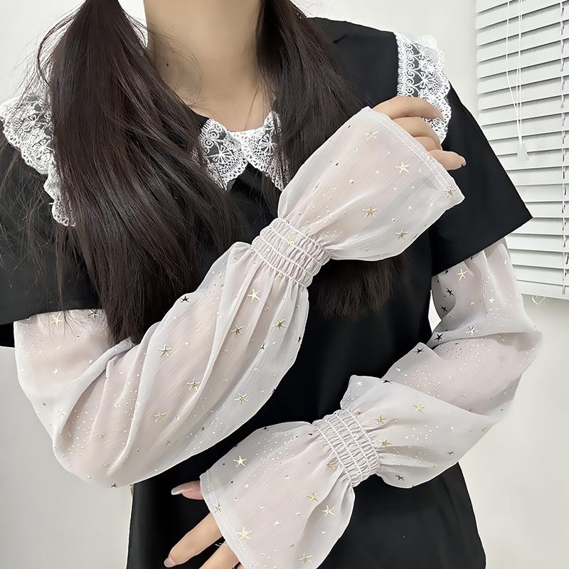 Star Chiffon Yarn Puff Ice Sleeves Daily Clothing Decor Versatile Photography Atmosphere Props Women Sun Protection Uv Arm Cover