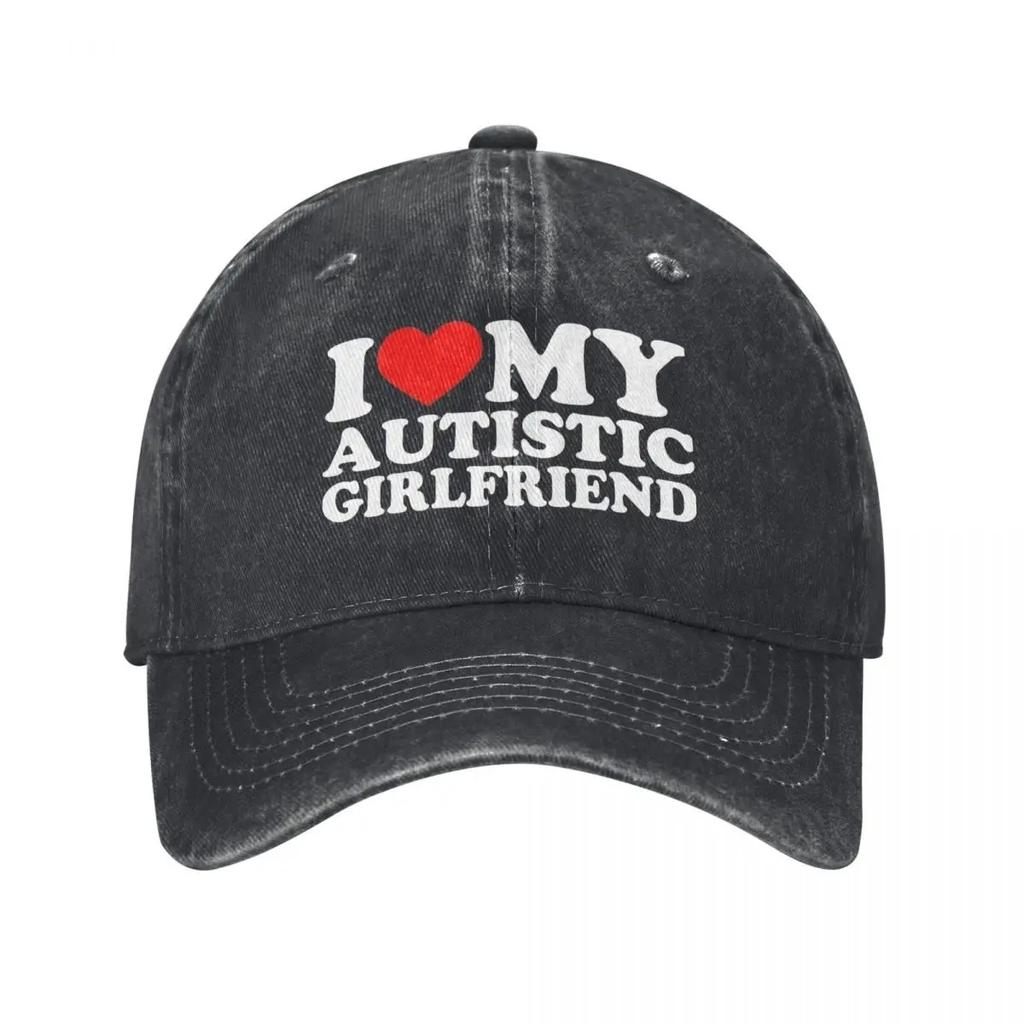 Vintage I Love My Girlfriend Baseball Caps for Unisex Women Distressed Washed Sun Cap Outdoor Running Golf Caps Hat