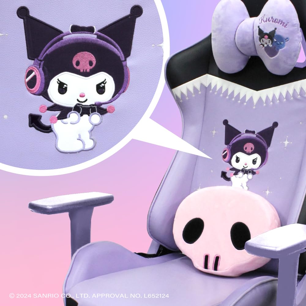 Allone Gaming Chair Sanrio Characters Kuromi 67 X 67 X 124 Cm Purple E-sports Stepless Reclining Function Height Adjustable Headband, Lumbar Support,