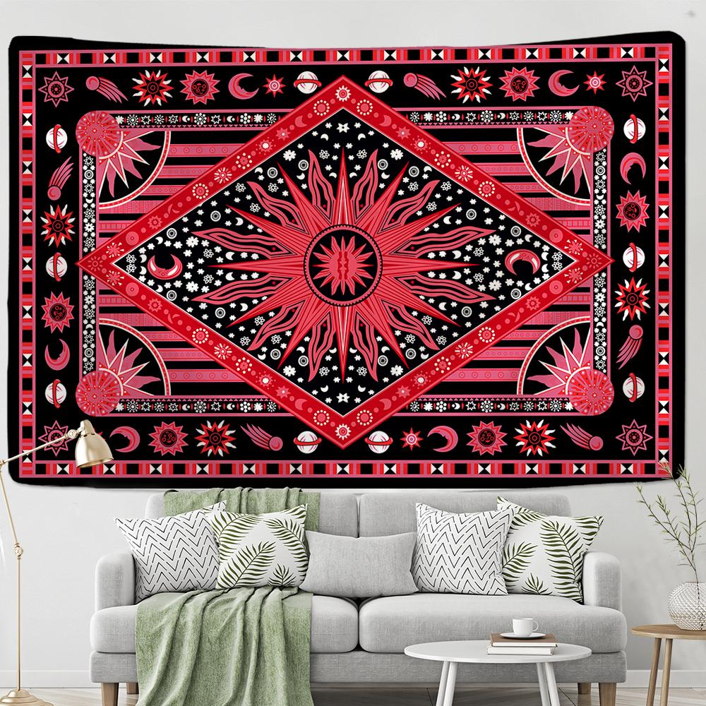 Burning Sun Tapestry Wall Hanging Bohemian Style Hippie Tapis Witchcraft Mandala Home Decor Background