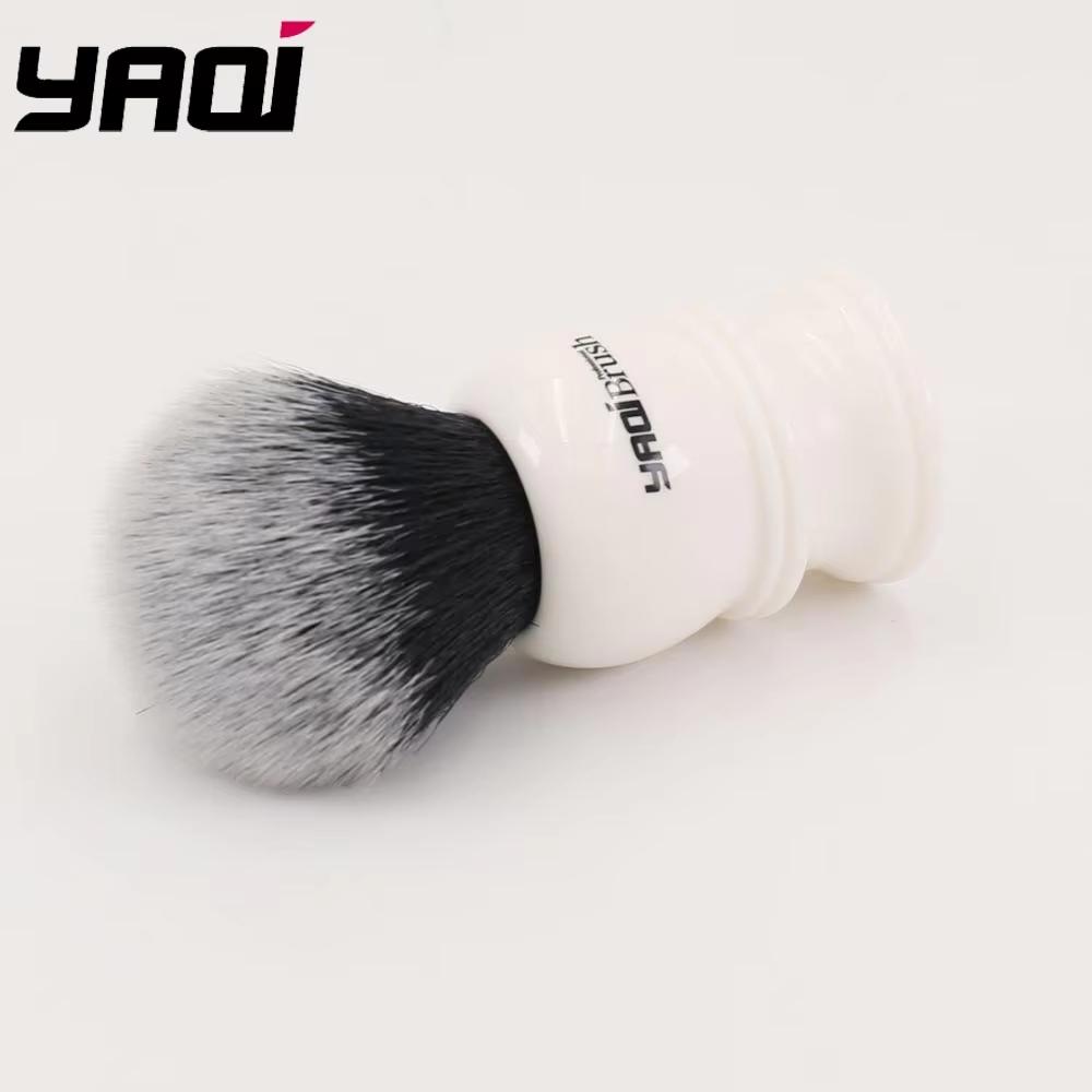 Yaqi 30mm Large Size Knot White Resin Handle Synthetic Hair Tuxedo Knot Men Shaving Brush Travel Shaving Brush Wet Shaving Brush
