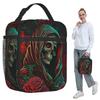 Forest Roses Santa Muerte Insulated Lunch Bag for Women Office Cooler Thermal Food Box Tote Leakproof Lunch Boxes Container