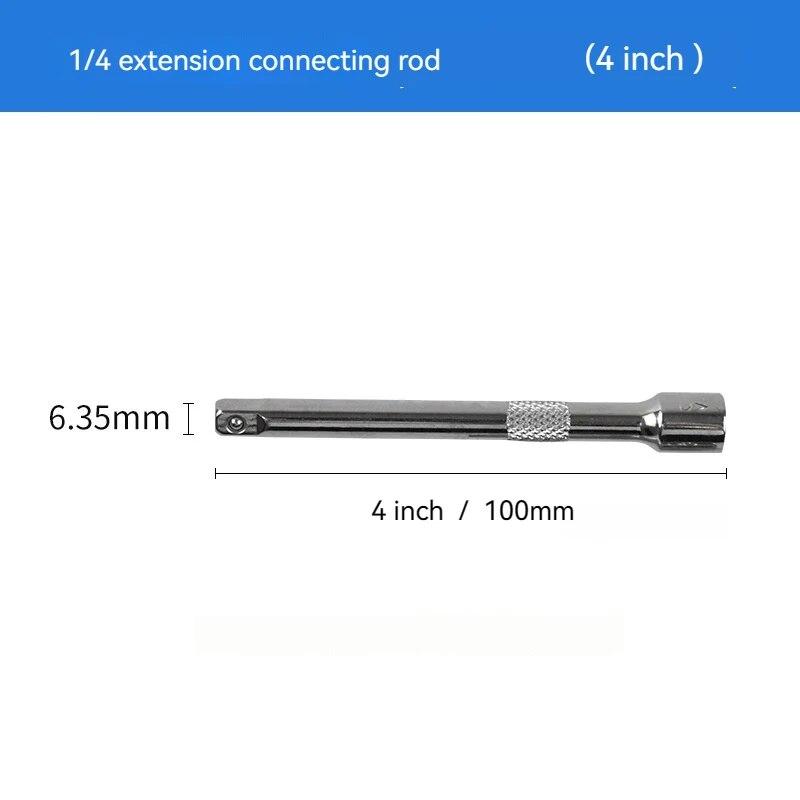 1/4 3/8 1/2 Socket Ratchet Wrench Extension Bar 50/75/100/125/150/250mm Long Bar Steering Sleeve Connecting Rod Accessories