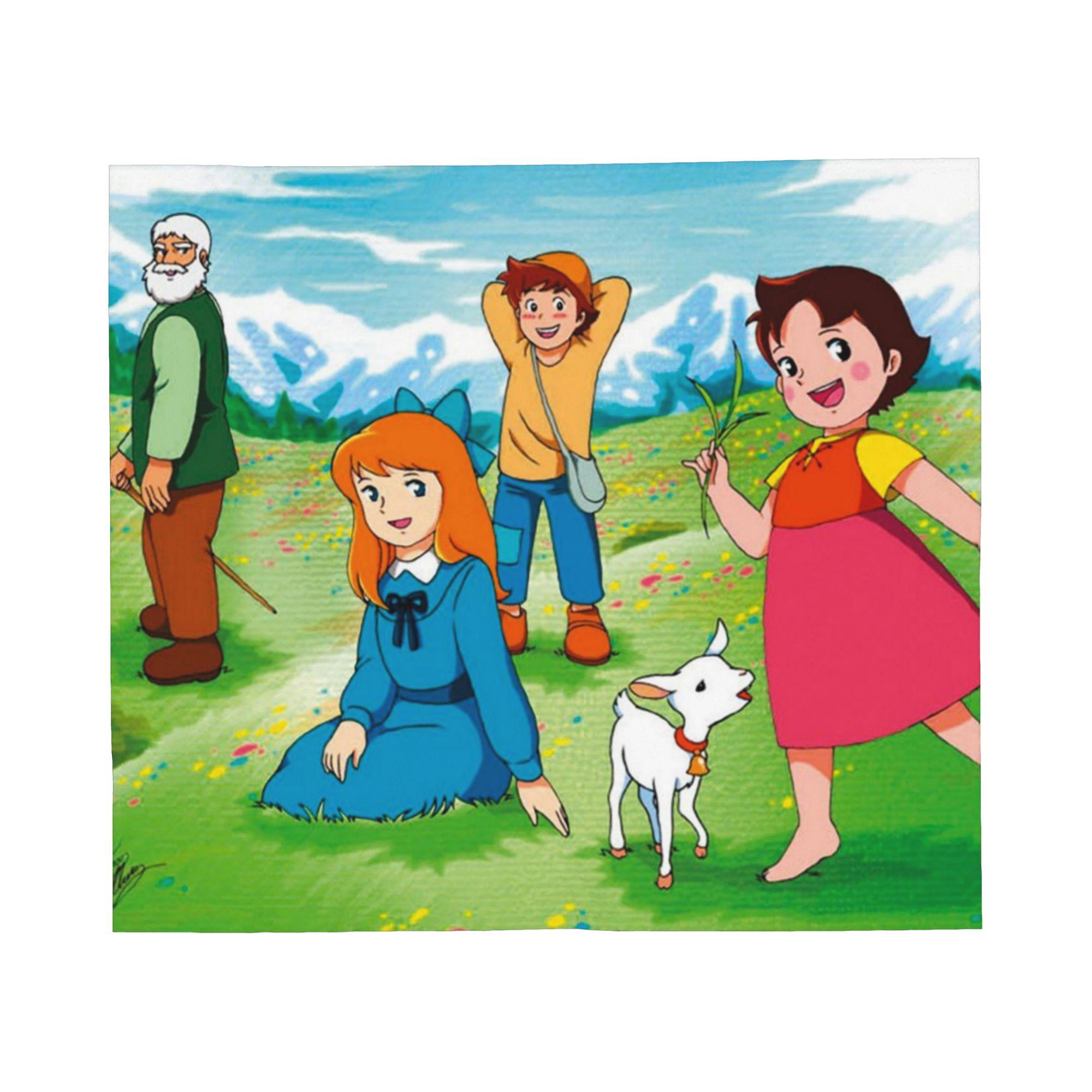 

Heidi A Girl of the Alps Coral Fleece Throw Fashion Blanket Cartoon Anime for Bedding Knitted Fashion Blanket Travel Lightweight Multifuncti 75x90cm