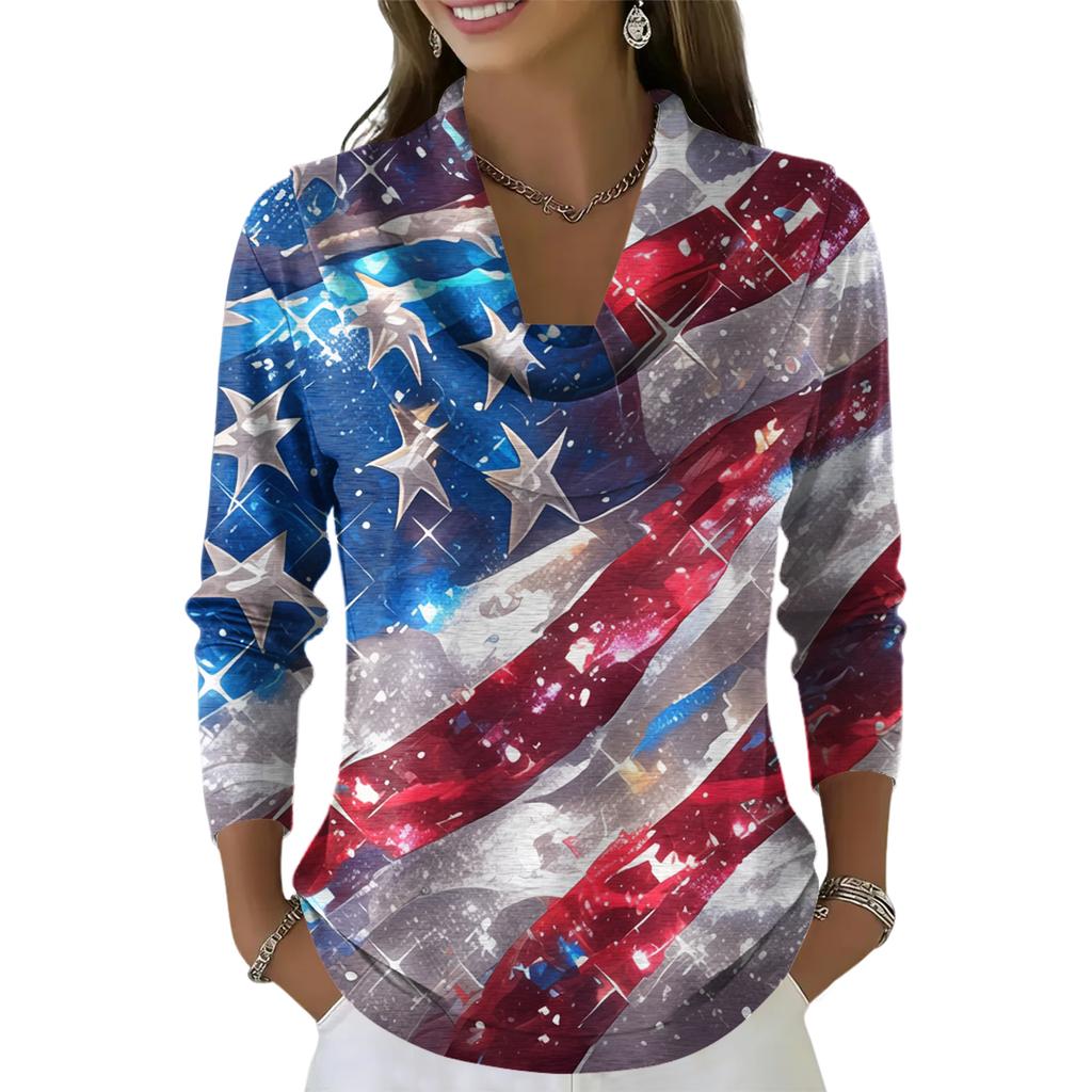 Dámský ležérní a módní svetr s dlouhým rukávem a potiskem, kulatým výstřihem