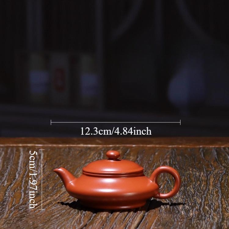 

120ml Chaozhou Flat Fortune Pot Household Vermilion Clay Teapot Half Handmade Kung Fu Tea Pot Small Capacity Chinese Tea Set