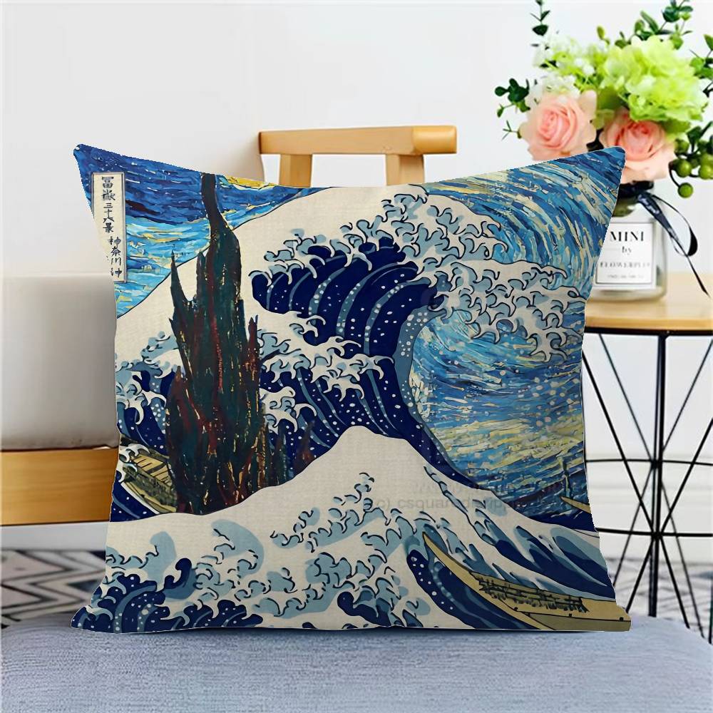 The Great Wave Off Kanagawa Pillow Cover For Bedroom Room And Living Room Sofa Decorative Cushion Cover
