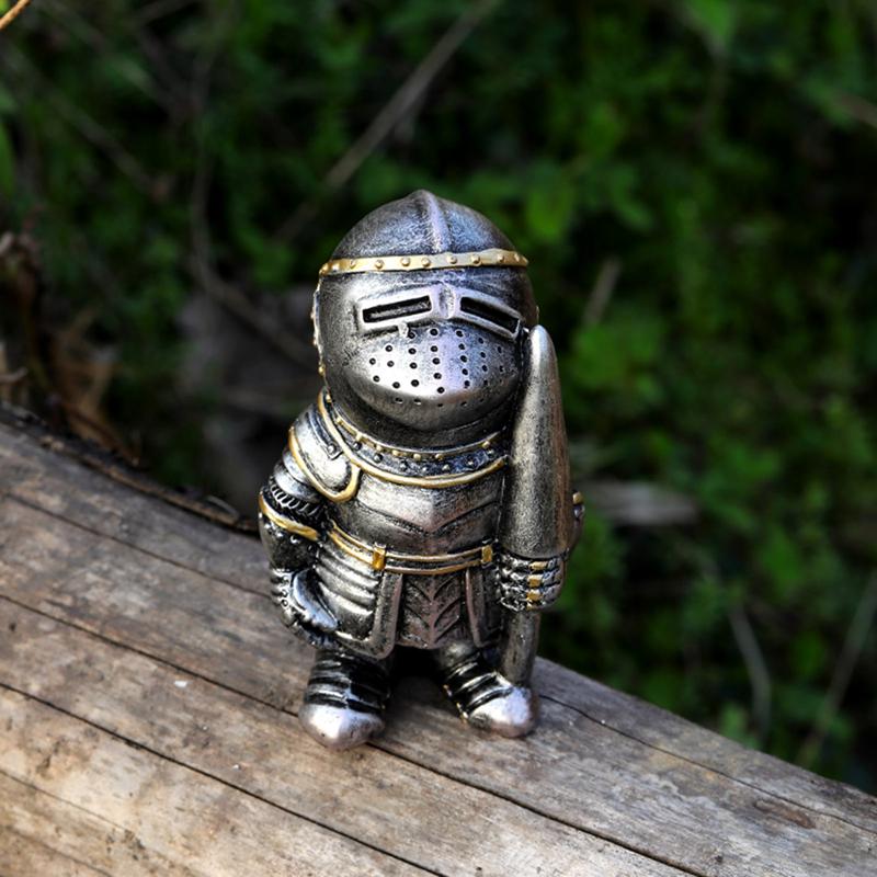 Trpasličí ozdoba socha venkovní dekorace dvora zahradní goblin voják rytíř stráž figurka brnění miniaturní socha dekorace