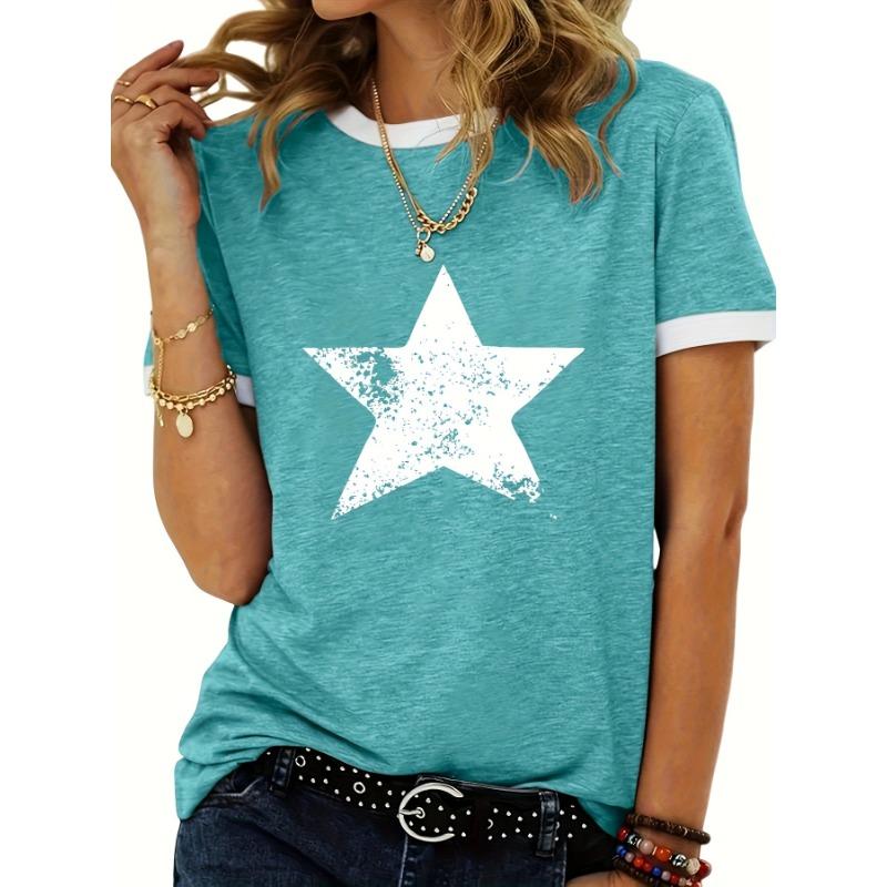 Spring and summer new positioning printed round neck short-sleeved loose casual women's tops bottoming T-shirt comfortable and fashionable