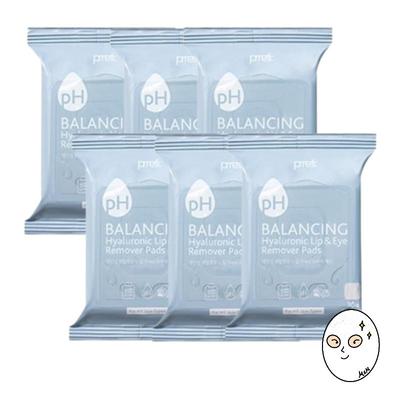 PRRETI pH BALANCING HYALURONIC LIP&EYE REMOVER PADS 30 SHEETS 6EA