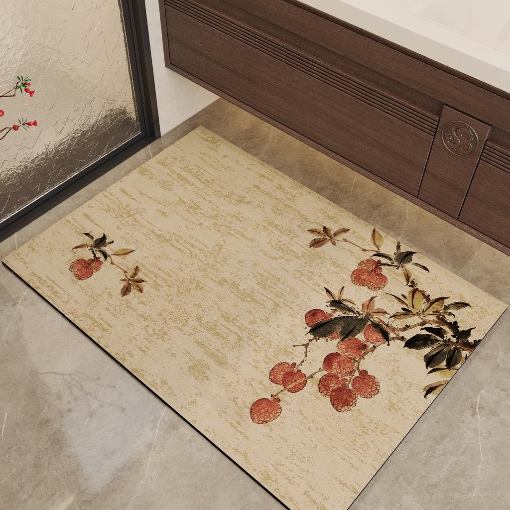 VIKAMA Chinese Diatomite Water-Absorbent Mat Non-Slip Restroom Toilet Household Bathroom Doorway Quick-Drying Mat Home Decor