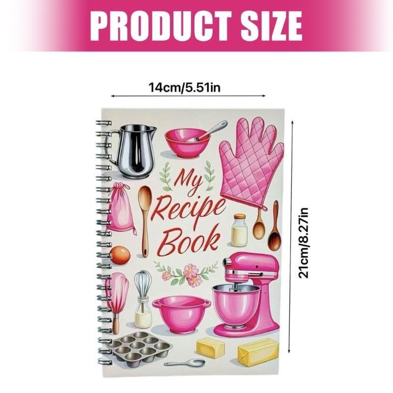 Coil Binding Recipe Planner Notebook for Writing and Meal Organization Cooking Book for Portability in Homes Kitchen Use
